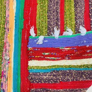 Vintage Recycled Colourful Sari Handmade Chindi Runner Area Rugs Moroccan Rugs